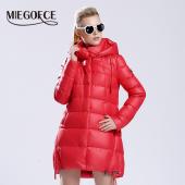 miegofce neue Winter Damen Kleider sammlung weiblicher Parka mittellange hohen Kragen Hood Jacket europäischen Stil