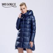 miegofce neue Winter Damen Kleider sammlung weiblicher Parka mittellange hohen Kragen Hood Jacket europäischen Stil