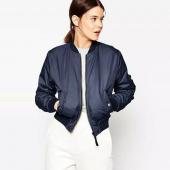 Damen Wattierte Jacke quilting Bomber Jacke kurz dünn Gepolsterte  Seite reißverschluss Ärmel Mantel piloten Hals