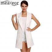 meaneor Weste Damen Ärmellose Weste Jacke der Marke im Herbst lange Dünne Jacke joker Mantel Outwear für Damen Grösse m