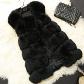 ein gutes feedback im Winter warm Faux Fox für Damen Jacke Mantel OberBekleidung Mantel Parka Ärmellosen langen schlank