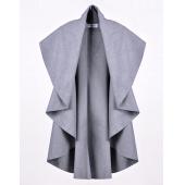 heiß seeling Damen casual Breite ReVers Wolle Jacke lässig kurze Ärmel ungewöhnlich weite Jacke Cape Schal Mantel