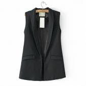 neue Damen Ärmellose Formalen lange Weste Hals Blazers Anzug Jacke Mantel