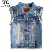 tc 4xl 3xl 2xl xl high Hochwertigen Womens Denim Westen neue Herbst Ärmellose Riss löcher Button Jeansmode Weste Tops