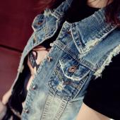 tc 4xl 3xl 2xl xl high Hochwertigen Womens Denim Westen neue Herbst Ärmellose Riss löcher Button Jeansmode Weste Tops