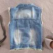 tc 4xl 3xl 2xl xl high Hochwertigen Womens Denim Westen neue Herbst Ärmellose Riss löcher Button Jeansmode Weste Tops