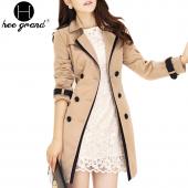 Trenchcoat für Damen Mode ab Kragen zweireiher gegensatz Farbe lange Mäntel und Grösse casaco Feminino