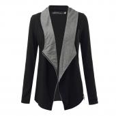 Herbst Winter Koreanischer Stil lange Ärmel slim ab Kragen Seite reißverschluss Mantel Jacke Damen Strickjacke casaco