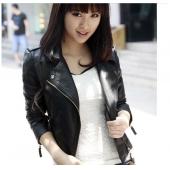 Herbst Mode Damen Jacke neue Marke plus Size Schwarze Lederjacke europäischen Stil schrägen reißverschluss Motorrad