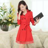 Damen Trenchcoat Koreanischen plus Size Spitzen slim zweireiher Trenchcoats Damen Winter Outwear Kleidung 7 Farben