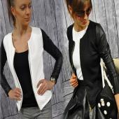 Mode neue slim Damen Damen Anzug Mantel Jacke reißverschluss Schwarz Weisse Farben Winter Jacken und Mäntel