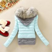 cwlsp Winter Verdickung mit Kapuze kurze Design wadded Jacke hohe Pelzkragen DaunenJacke Baumwolle ausgestopften Fell
