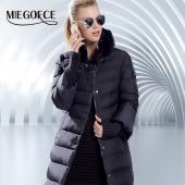 miegofce Winter Ente DaunenJacke Damen lange Mantel Parkas Verdickung weibliche Kaninchen Pelzkragen Hochwertige warme