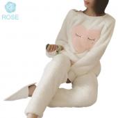 Winter neue Verdickte süß geschlafen Eule korallen Vlies Pyjama inneneinrichtungsgegenstände Anzug samt nach Hause trage