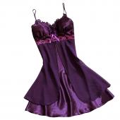 neuer Damen sexy Seide Spitzen Nachthemden Chiffon Spaghetti Riemen Sommer Nachtwäsche Nachtwäsche 6 Farben s m l