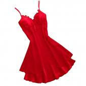 sexy Damen Spitzen kurzen Mini Spange an glatten Satin Nachthemd pajams Nachtwäsche