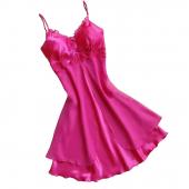 sexy Damen Spitzen kurzen Mini Spange an glatten Satin Nachthemd pajams Nachtwäsche
