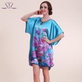 heißes Verkauf Nachthemden Sleepshirts Damen Summer Style Nachthemd Bademantel longue der Faux Seide Bademantel