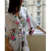 Seide Satin Kleider für Damen Damen einen Kimono blumige Roben BrautJungfern lange Kimono Gewand Braut Morgenmantel