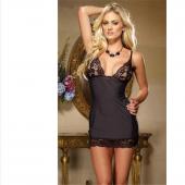 Damen vorgeschlagen sexy Spitzen Transparenten Bodysuit mit vollen rutscht Höschen Schwarz