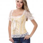 neue Bowknots süße Spitzen wieder Weissen Schwarzen Korsett Schulterriemen entbeinten baskischen Bustier Top mit Ärmel