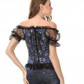 neue Bowknots süße Spitzen wieder Weissen Schwarzen Korsett Schulterriemen entbeinten baskischen Bustier Top mit Ärmel