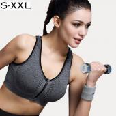 Damen Mädchen Sport BHs mit Pad Gepolsterte  shakeproof stoßfest wirefree reißverschluss laufen oben Treiben sich na