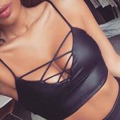 pu Leder Bustier BH Weste Damen pub Pflanzlichen Tank Top Dralette Clubwear Schwarz