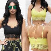 Damen Spitzen Dralette BH reißverschluss wieder Blumen bralet Bustier ernte cami Tank Top