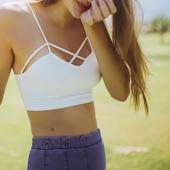 neue Mode sexy Damen Strappy Gepolsterte  BH Bustier BH Dralette Korsett Pflanzliche Tops Tank Top Schwarz Weisse