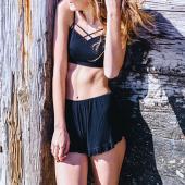 neue Mode sexy Damen Strappy Gepolsterte  BH Bustier BH Dralette Korsett Pflanzliche Tops Tank Top Schwarz Weisse