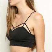 neue Mode sexy Damen Strappy Gepolsterte  BH Bustier BH Dralette Korsett Pflanzliche Tops Tank Top Schwarz Weisse