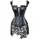 x neue Damen Steampunk Faux Taille aus Spitze an knochen Bustier Top Korsett Kleid oVerbust brokat sexy und Grösse