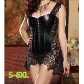 s 6xlplus Grösse sexy dessous Damen Schwarz Faux Leder Spitzen burlesque Steampunk Korsett Kleid Taille ausbildun