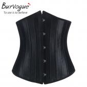 burvogue Body shaper Frau sexy Taille Ausbildung underbust Korsetts Bustiers Schwarzen Satin Korsett cinc