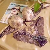 Damen Büstenhaltersatz heiß Verkaufen Hochwertige sexy push up BH Satin luxus Spitzen Blume reizvolle unterwäsc