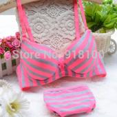 Junge Mädchen Streifen Dünnen dick gefütterten Unterwäsche Büstenhaltersatz süß sexy Grüne Rose orange Grösse ab 70 80 u