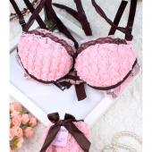 neue Japanische und Koreanische Mode sexy schnalle Schönheit wieder Rose push up BHs Set kostenLoser Versand süße