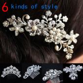 Damen Mädchen Braut Hochzeit silVer Crystal Strass diamante Blume HaarSpange kamm pin zubehör Kopfbedeckung