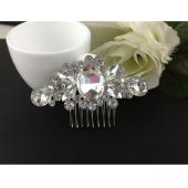 Damen Mädchen Braut Hochzeit silVer Crystal Strass diamante Blume HaarSpange kamm pin zubehör Kopfbedeckung