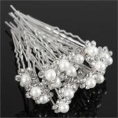 20PCs HochZeits Accessoires Braut Crystal Pearl Haarnadeln Blume Strass diaMante Haar Pins Clips BrautJungfer Damen