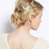 kostenLoser Versand heiße Damen glänzen Golden Schmetterling HaarSpange Bündchen Haarnadel accessoire Kopfstück