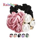 Regenbogen Rose Blume Haargummi PferdeschwanzHaarband Seil Haar Clips für Damen Kopfbedeckung Versandkosten großhand