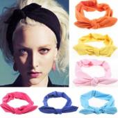 1 PC Damen Mode elastischen Kaninchen Bogen Stil Hair Metal Stirnband Haarknoten Turban Haargummi zubehör 8 Farben