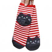 neue Design süß zeichentrick Katze socks Gestreiften Muster Damen Baumwolle Socke Winter