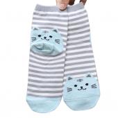 neue Design süß zeichentrick Katze socks Gestreiften Muster Damen Baumwolle Socke Winter