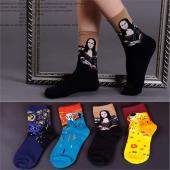 meias Femininas Masculinas Mode darstellende Kunst Socken mona lisa der schrei Sternennacht kurze Socken Vintage Stil