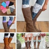 kostenLoser Versand sich Spitzen stiefel Handschellen Damen Mädchen BeinwÄrmer trim flower Design Socken Knie