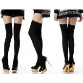 1pair Kniehohe Strümpfe Leggings über das Knie Baumwolle sexy Schwarze Damen Damen Mädchen heiß