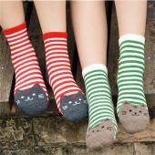 hohe Qualität der 3d Tier Katze Fussabdrücke 6 Farben Gestreiften comic Socken Damen Baumwolle bodenlangen Socke für